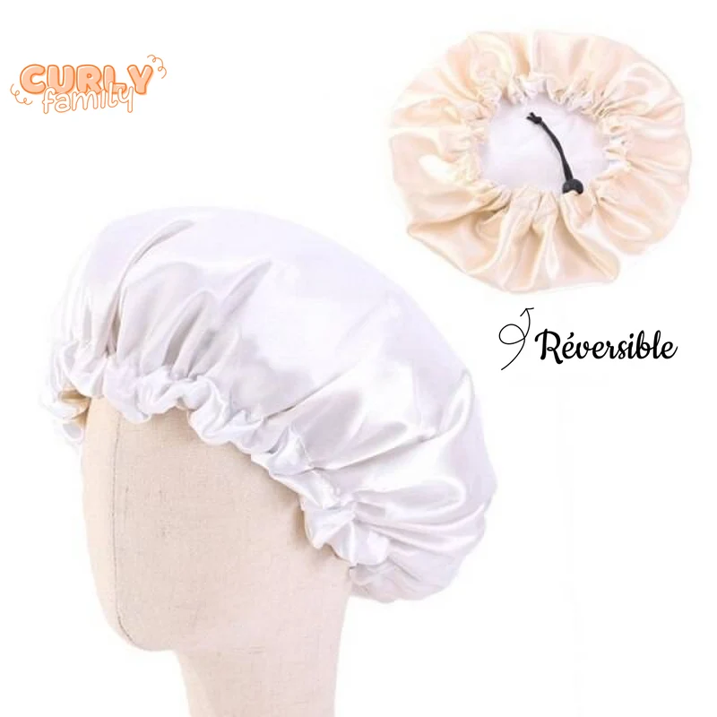 Bonnet en Satin Enfant Réglable et Réversible