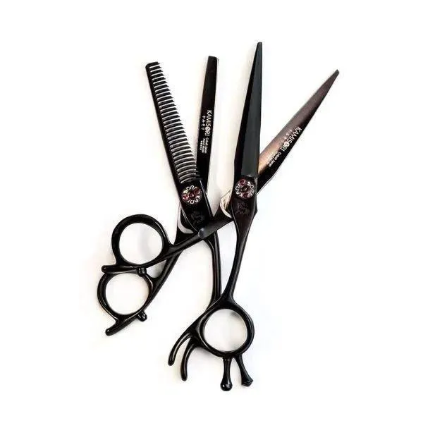 Kamisori Ensemble de ciseaux de coiffure Black Diamond III
