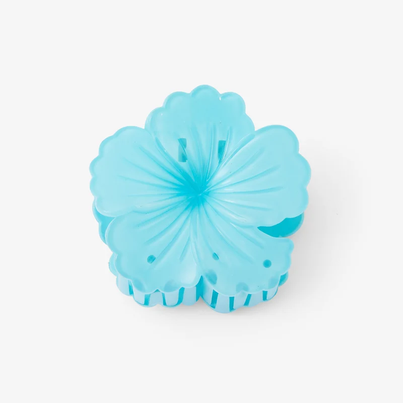 Pince à cheveux fleurs hibiscus bleu turquoise