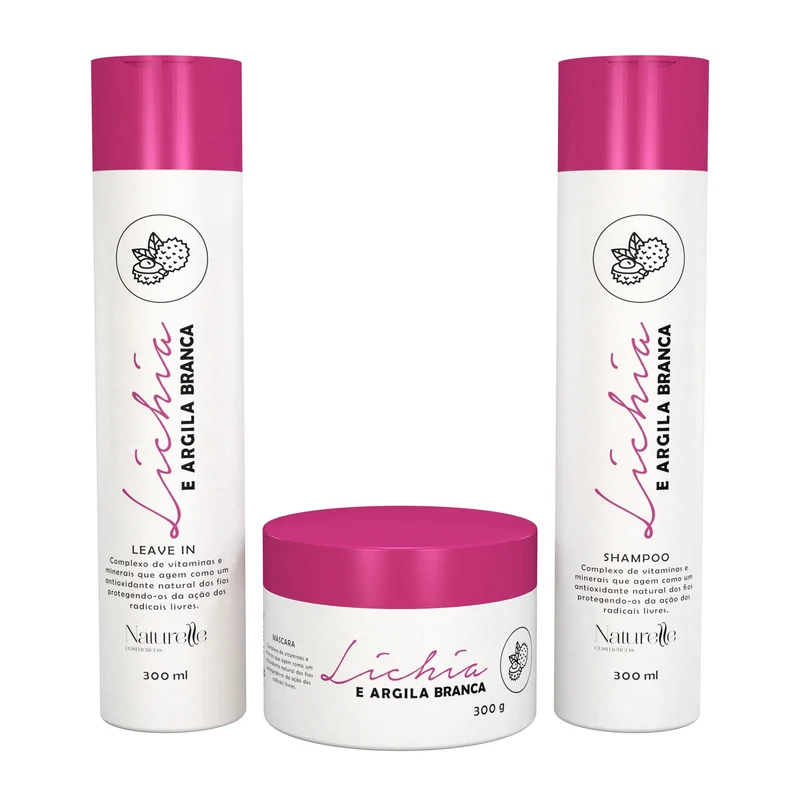 Naturelle Lychee White Clay Home Care Kit 3x 300ml / 3x 10.1 fl oz