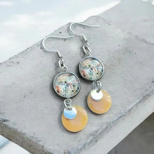 M FANTAISIE BIJOUX boucle ocre et cabochons