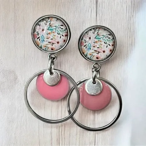 M FANTIAISIES BIJOUX cabochons et anneaux rose