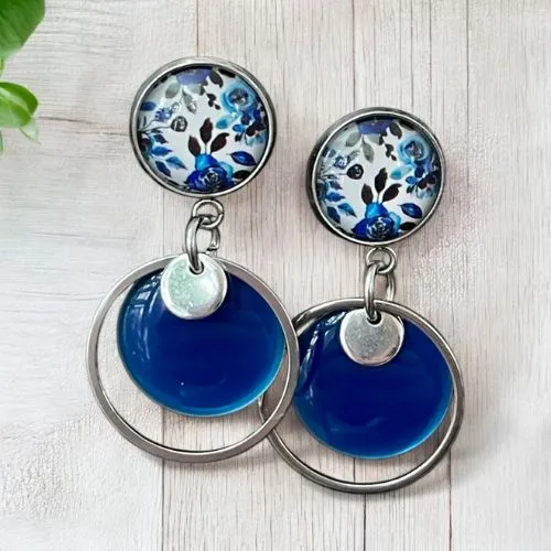 M FANTAISIE BIJOUX cabochons et anneaux bleu