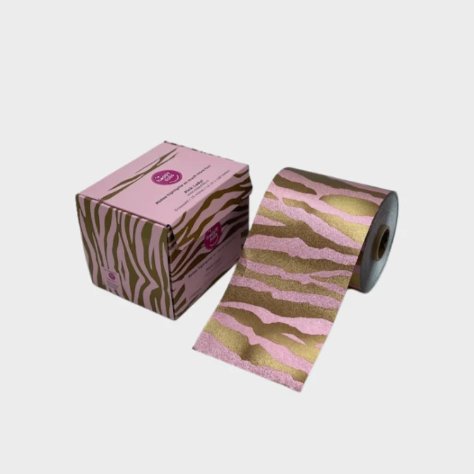 Rouleau d’Aluminium Zébré or et rose 12cm x 100m – 15 Microns