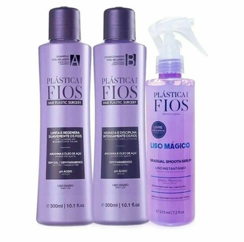 Cadiveu, Kit Plastica dos Fios A, B e Liso Mágico , 2x300ml + 1x215ml