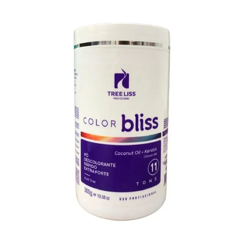 Tree Liss, Color Bliss Po Descolorante Azul Rapido Extra Forte Huile de Coco + Kératine, Teinture Capillaire Pour Cheveux, 500g