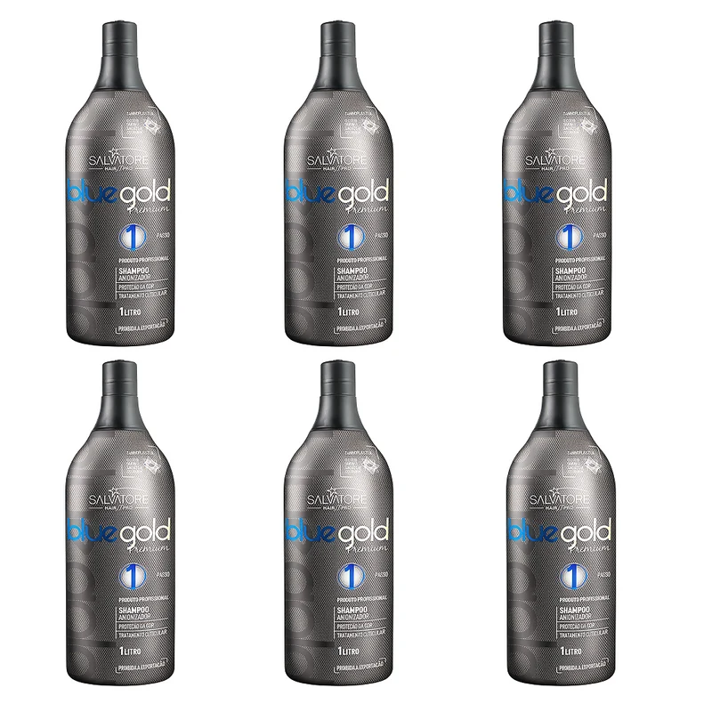 Salvatore, Blue Gold Premium, Shampoing nettoyant en profondeur 6 x 1 L
