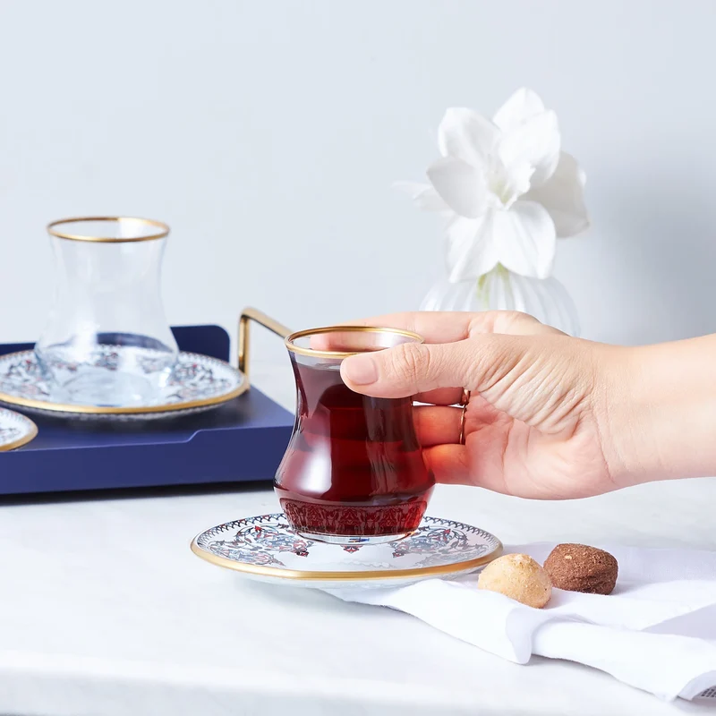 KARACA NAKKAŞ Set de verres à thé 12 pièces 6 personnes
