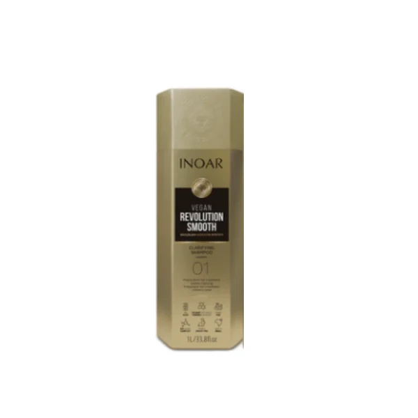 Inoar, Vegan Revolution Smooth STEP 1, Shampoing nettoyant en profondeur pour cheveux, 1 L