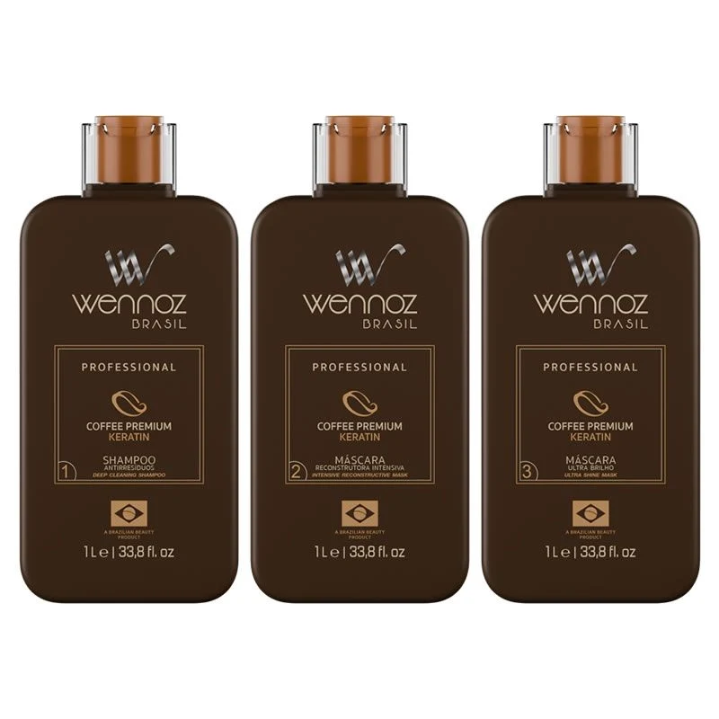 Wennoz, Kit Coffee Premium, Lissage Kératine, 3x1L
