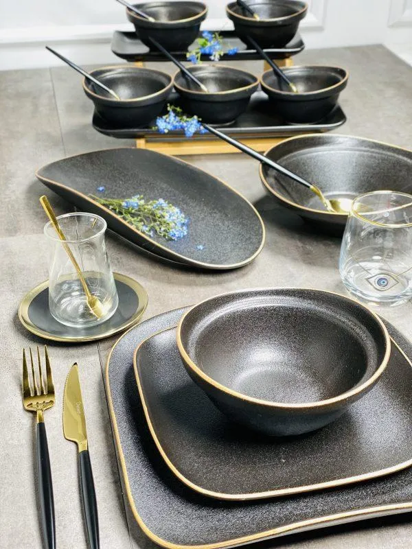 BRICARD EVRY Service de table 25 pièces 6 personnes noir-doré