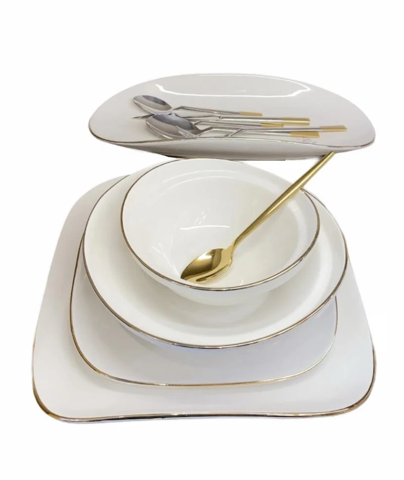 BRICARD EVRY Service de table 25 pièces 6 personnes blanc-doré