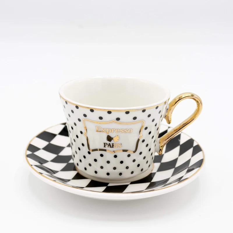 BRICARD Set tasses à café motif à pois 12 pièces 6 personnes