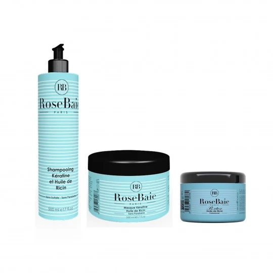 Kit blowt'x kératine et huile de ricin RoseBaie 3 produits