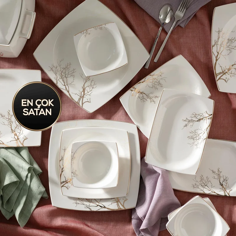 KARACA AUTUMN CREAM Service de table 60 pièces 12 personnes