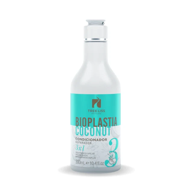 Tree Liss, Bioplastia Coconut Reparador 3 em 1, Après-shampooing réparateur pour cheveux, 300 ml