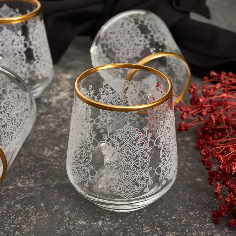 KARACA NİHAN Lot de 6 petits verres à eau doré