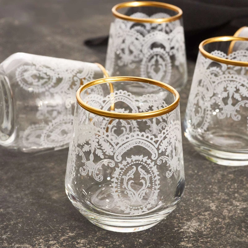 KARACA BEREN Lot de 6 petits verres à eau doré