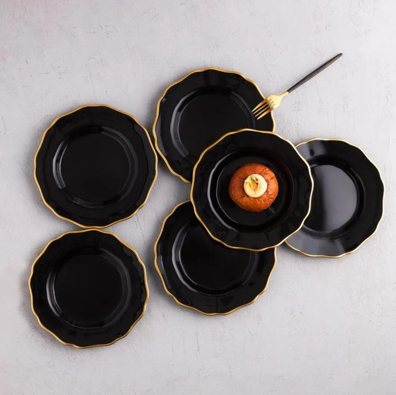 KARACA EMPİRE NOIR Set d'assiettes à dessert 6 personnes