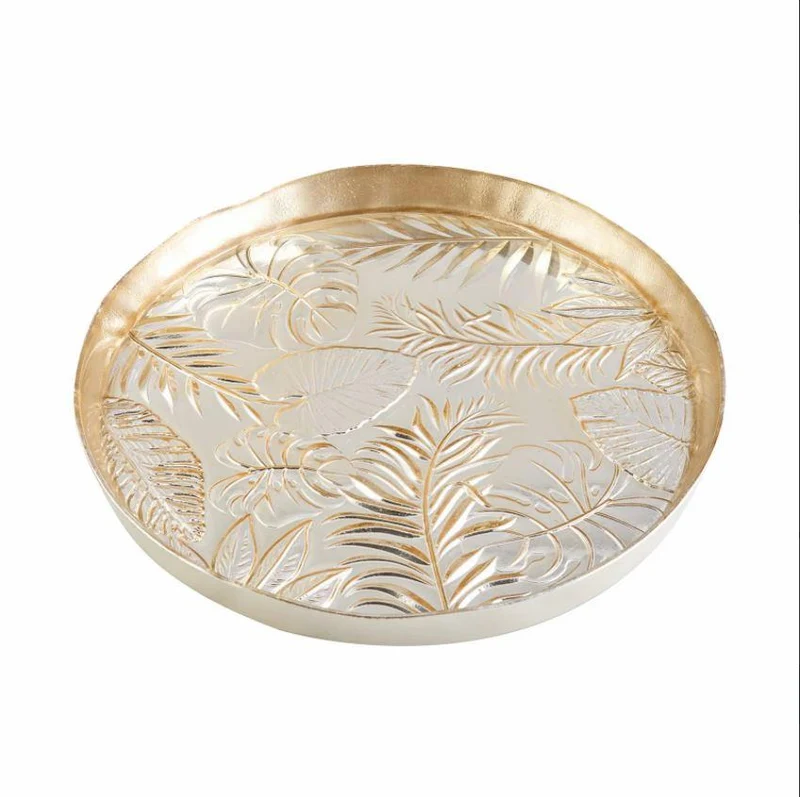 KARACA TROPIC Plateau en verre gold