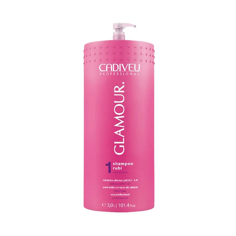 Cadiveu, Glamour Ruby Step 1, Shampoing nettoyant en profondeur pour cheveux, 3 L