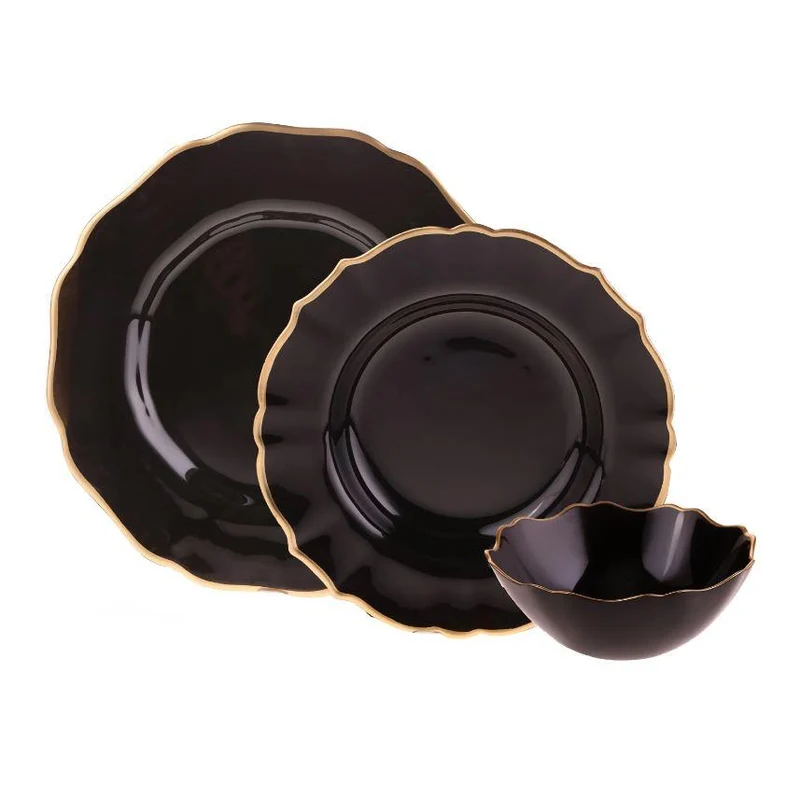 KARACA EMPIRE Service de table noir 18 pièces 6 personnes
