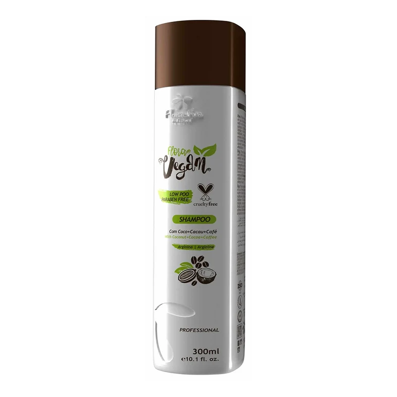 Floractive, Flora Vegan com Coco+Cacau+Cafe, Shampoing nettoyant en profondeur pour cheveux, 300 ml