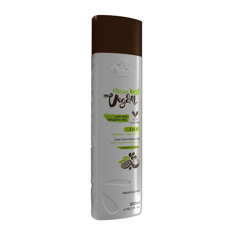 Floractive, Flora Vegan com Coco+Cacao+Café 3 en 1, Après-shampoing réparateur pour cheveux, 300 ml