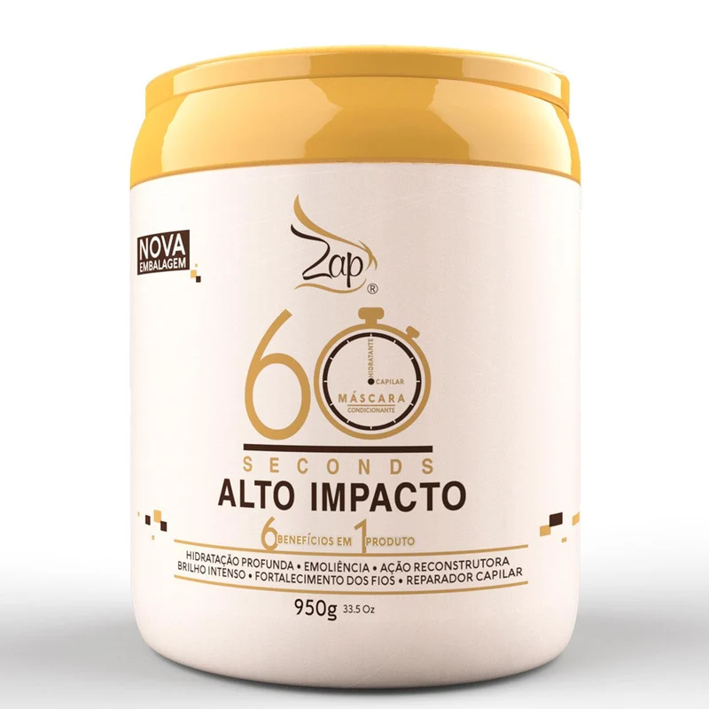 Zap Cosmeticos, 60 Segundos Alto impacto, Masque capillaire pour cheveux, 950g/33.5fl.oz