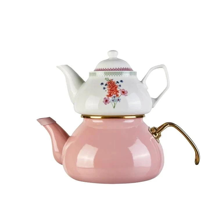 KARACA BOUQUET Théière en émail et porcelaine - Induction