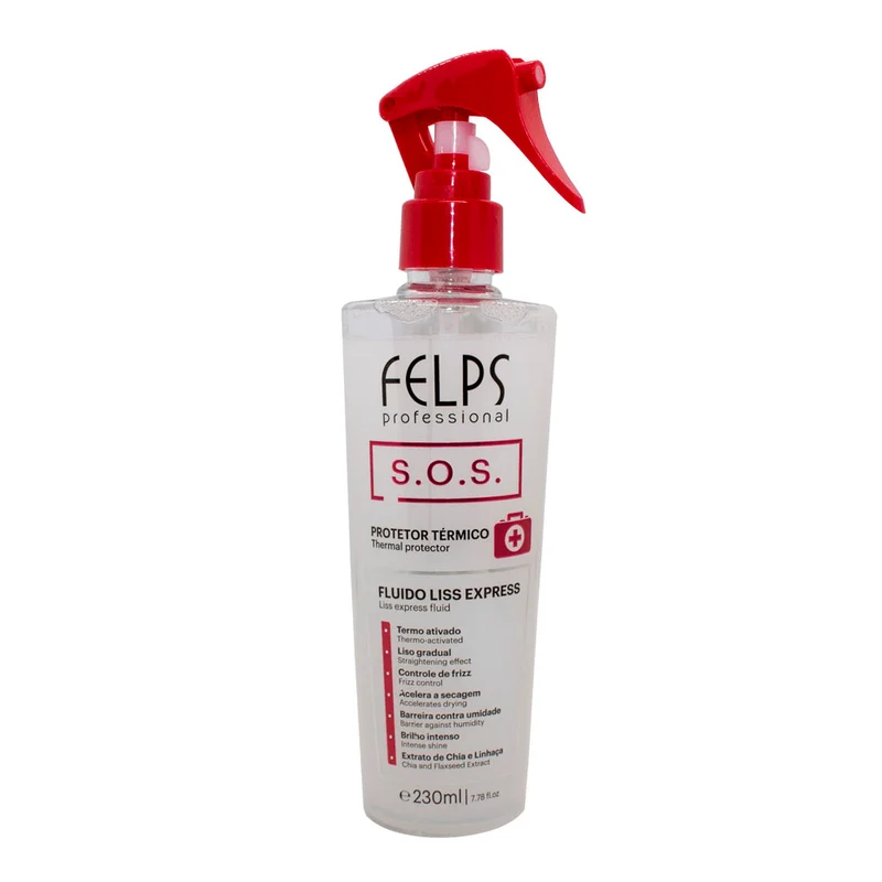 Felps, Sos Liss Express Fluido Protetor, Huile de finition pour cheveux, 230 ml