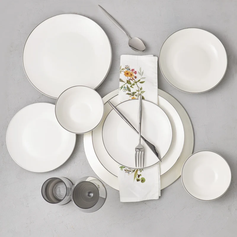 KARACA ALICIA Service de table platinium 24 pièces 6 personnes