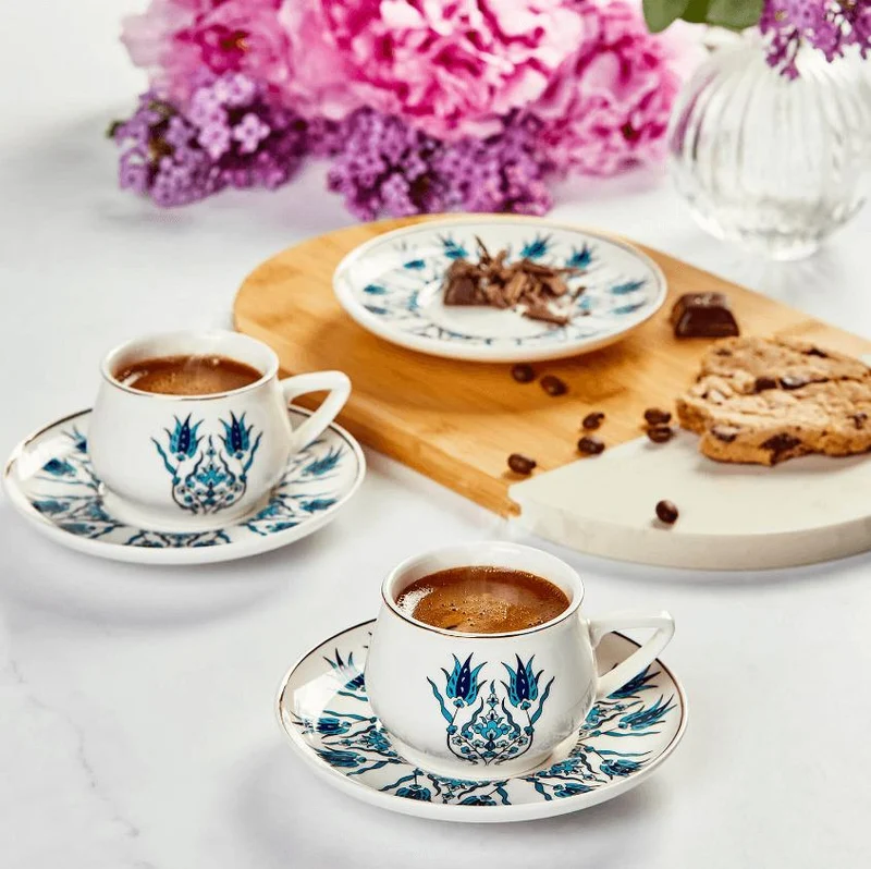 KARACA IZNIK Nouveau Modèle Set tasses à café 12 pièces 6 personnes
