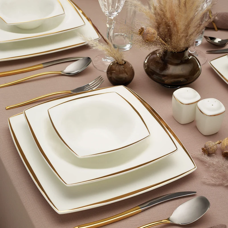 KARACA FINE PEARL AGATE GOLD Service de table 62 pièces 12 personnes