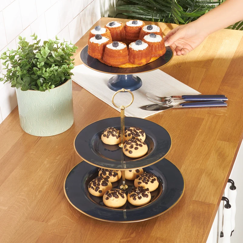 KARACA RETRO Set de 2 présentoirs à gâteau anthracite