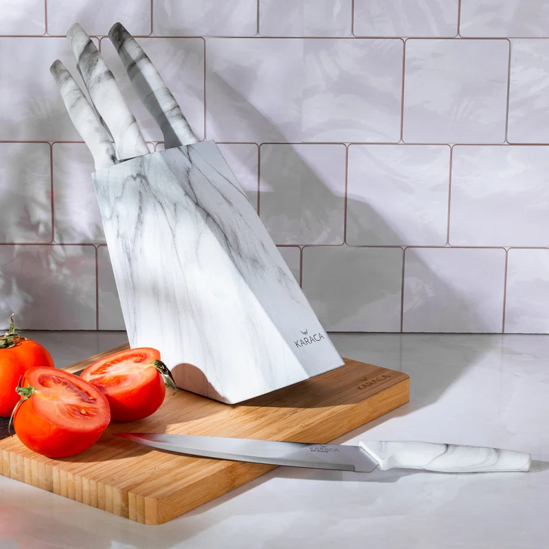 KARACA BIANCO WHITE Set de 5 couteaux avec bloc