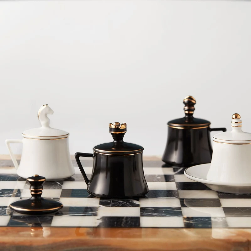 KARACA SATRANÇ/ÉCHECS Set de tasses à café 18 pièces 6 personnes