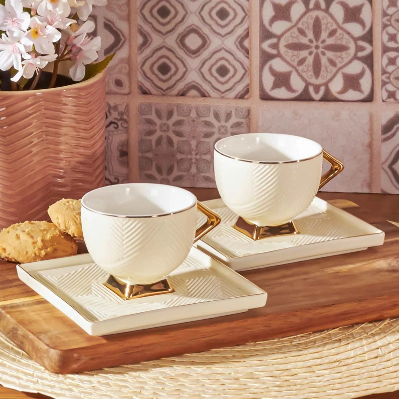 KARACA ART DECO Set de 2 tasses à café crème