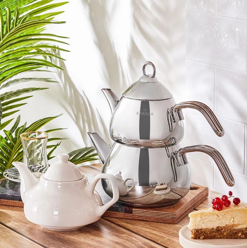 KARACA Théière 3 pièces avec théière en porcelaine en cadeau
