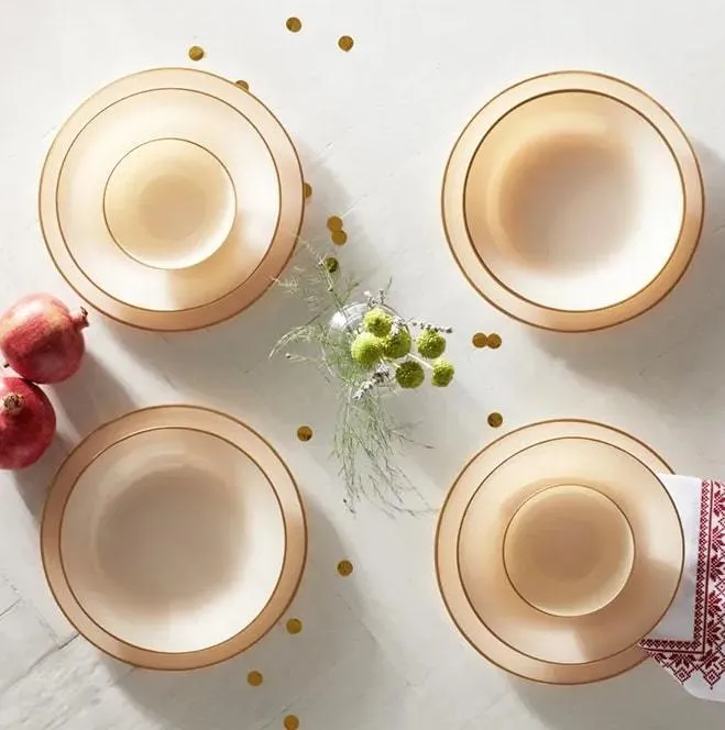KARACA RETRO Crème Service de table 18 pièces 6 personnes