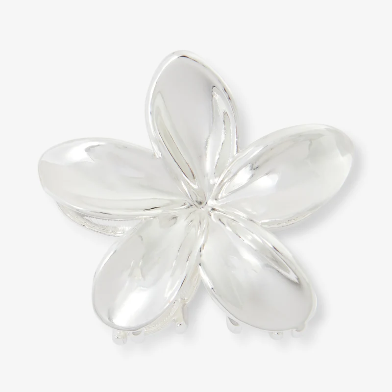 Pince à cheveux fleur argentée