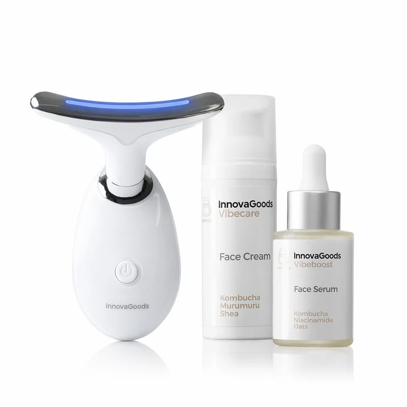 Pack Masajeador Facial, Sérum Facial Kombucha Vibeboost 30 ml y Crema Facial Kombucha Vibecare 50 ml InnovaGoods