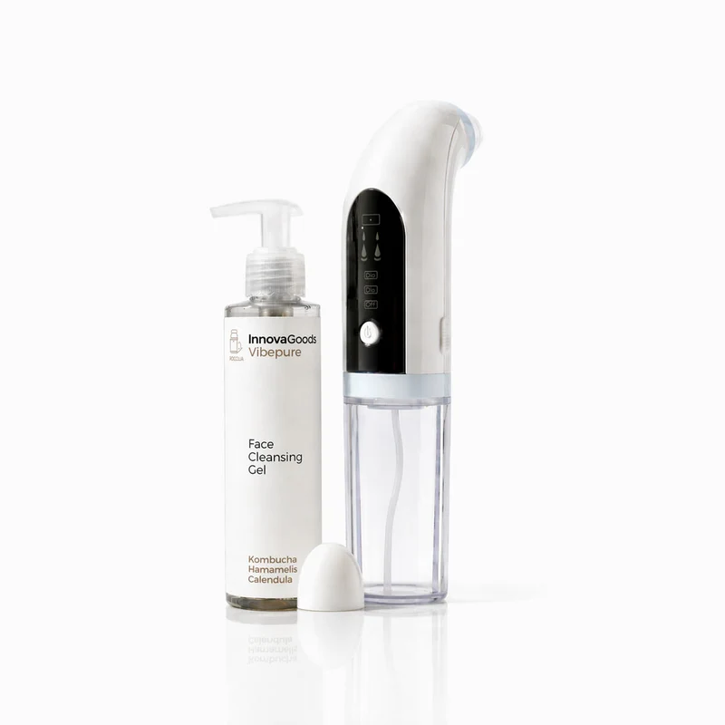 Pack Hidrolimpiador Facial de Impurezas Recargable y Gel Limpiador Facial Kombucha Vibepure 200 ml InnovaGoods