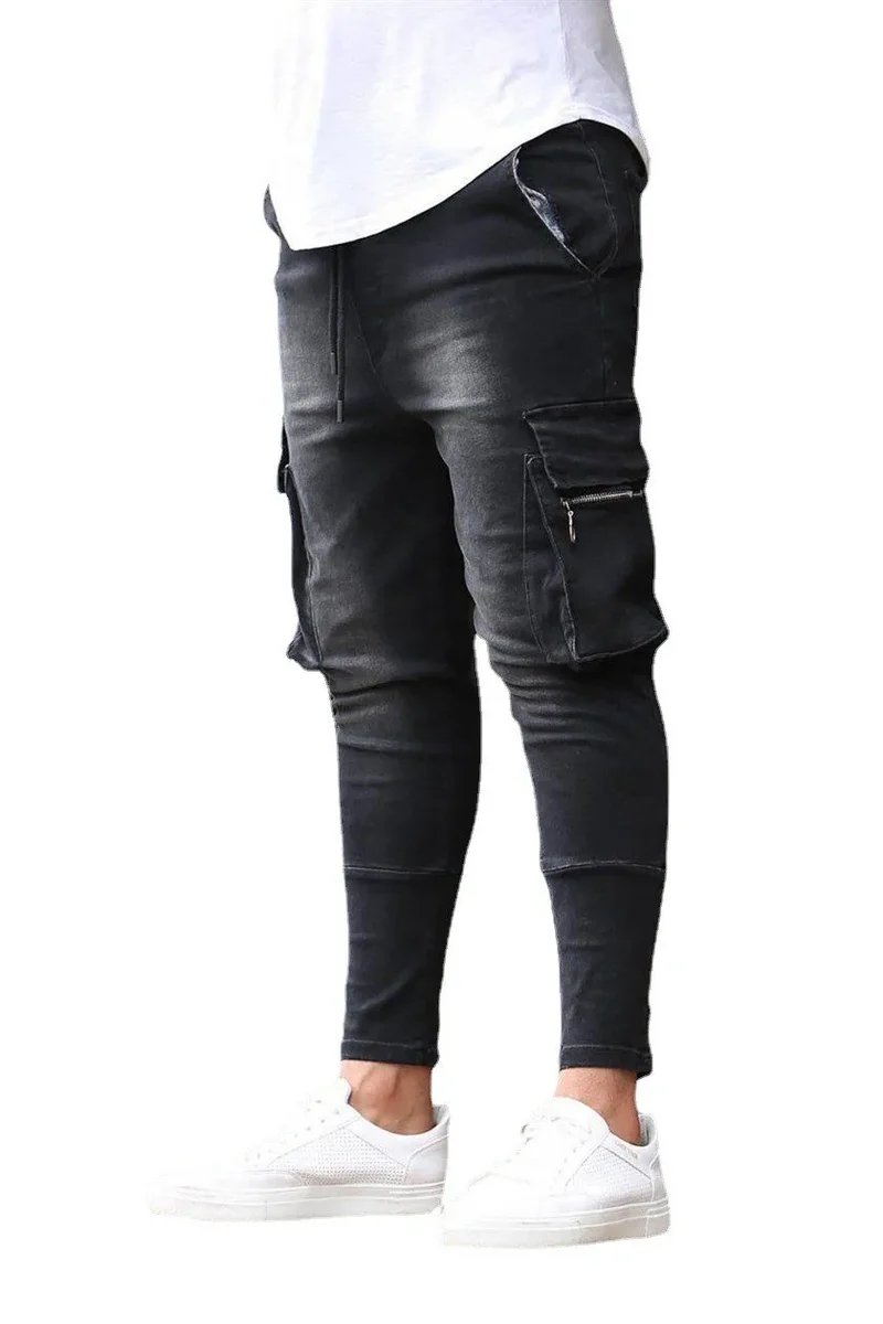 Nova Calça Jeans Masculina Stretch, Moderna e Casual, Resistente ao Desgaste no Joelho, Confortável e com Zíper na Barra, Ideal para Skate.