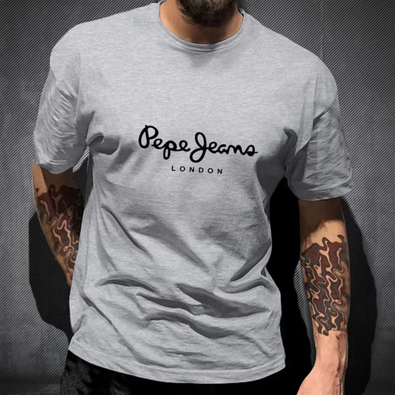 Camiseta Pepe Jeans London, modelo mais recente, masculina, manga curta, moda popular, 100% algodão, blusas da moda streetwear, estilo anos 2000.