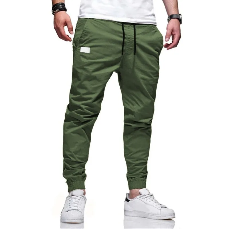 Calça esportiva casual masculina, nova, estilo jogger, cargo, harém, modelo lápis, com vários bolsos.