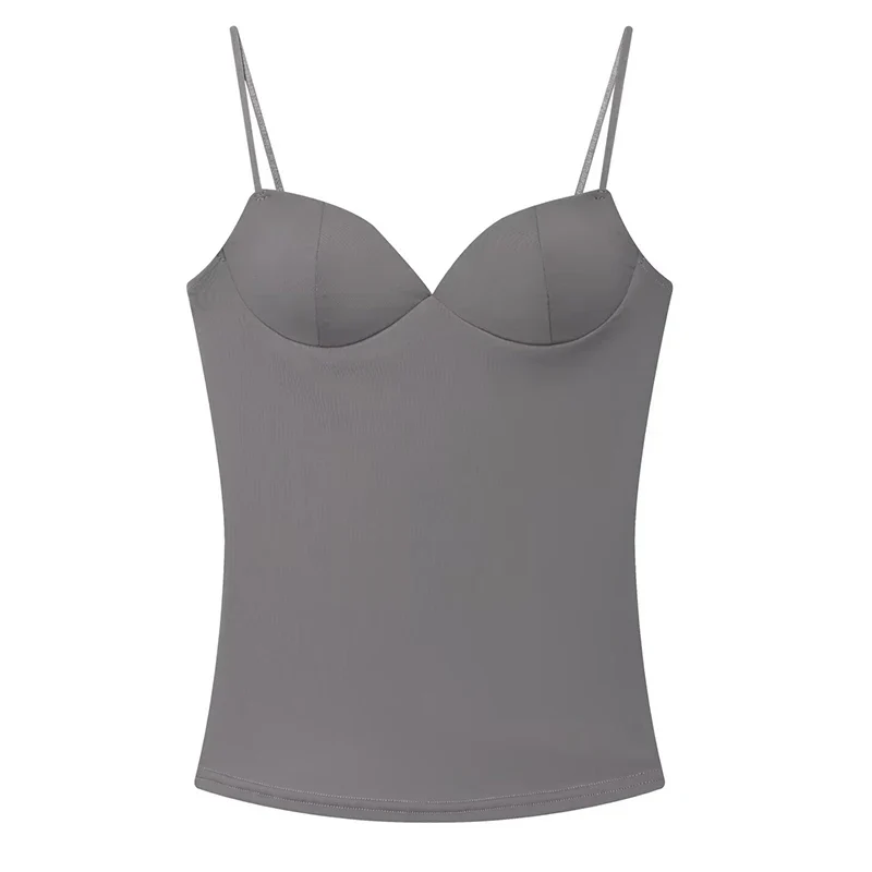 Top cropped sem mangas HXAO, estilo corset, para mulheres, ideal para festas, nas cores cinza, marrom e preto. Camisola sexy com costas abertas e sutiã.