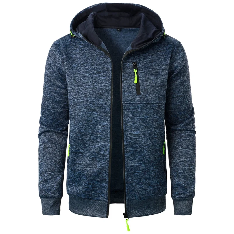 Novo casaco de moletom masculino esportivo e casual com capuz, estilo cardigã, para atividades físicas.