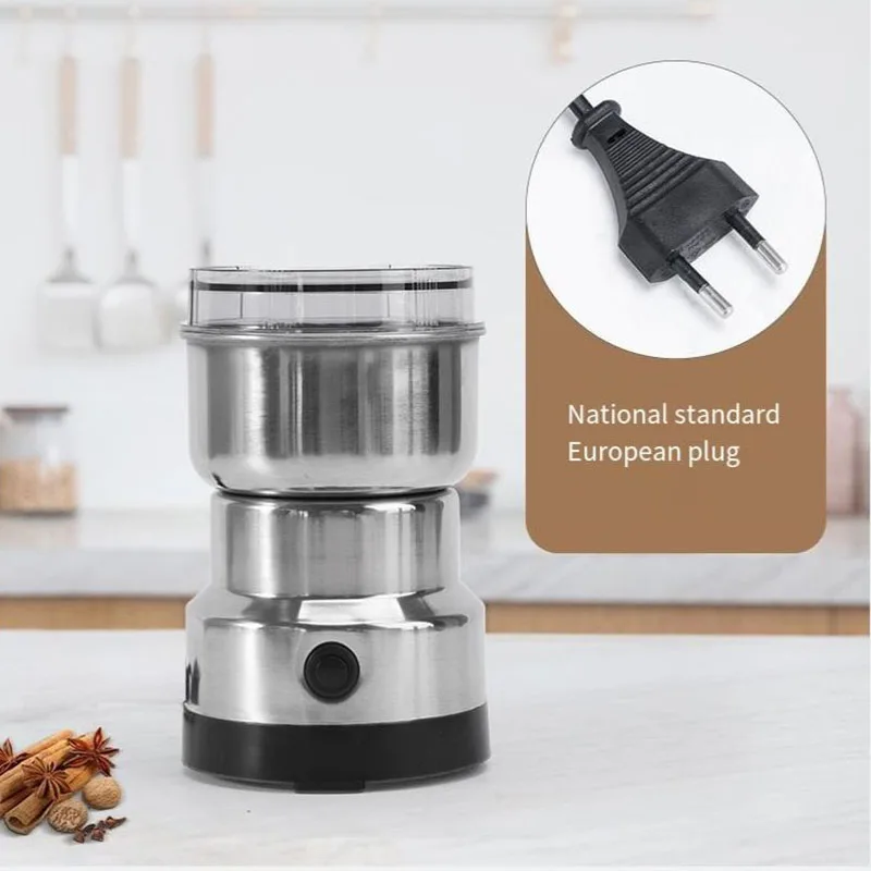 Moedor de grãos multifuncional de cozinha com 4 lâminas, moedor de café elétrico doméstico, moedor de café, nozes e outros ingredientes.