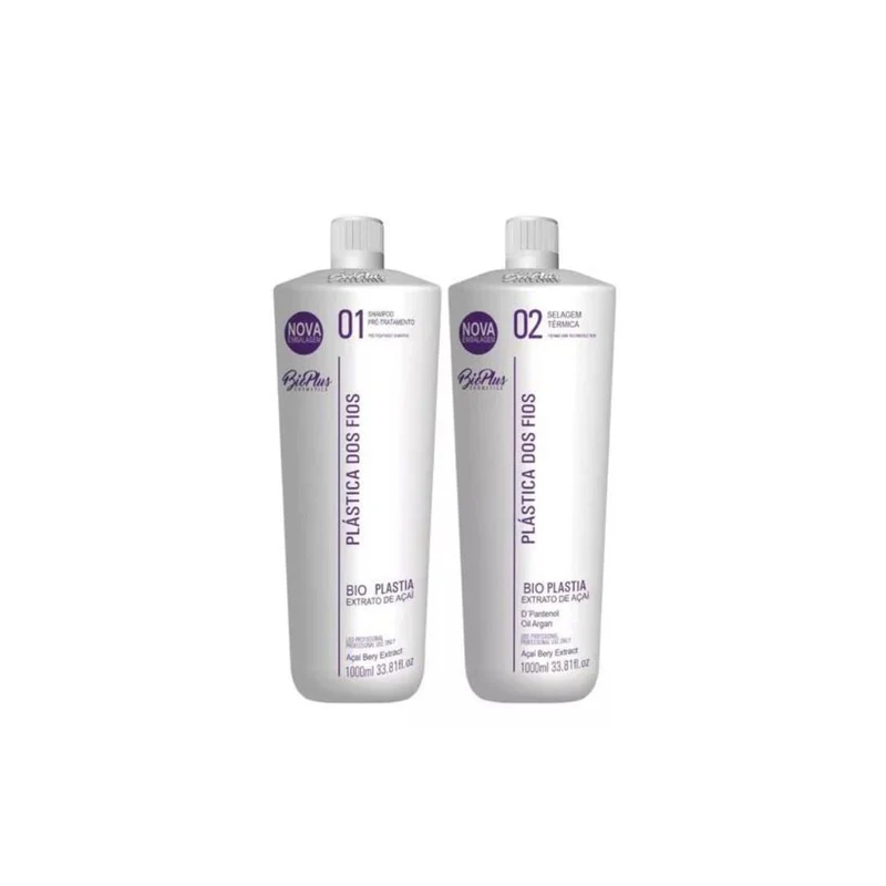 Bio Plus Plastica dos Fios Wires Hair Plastic Acai Treatment Bioplasty Kit 2x32 oz (2L)